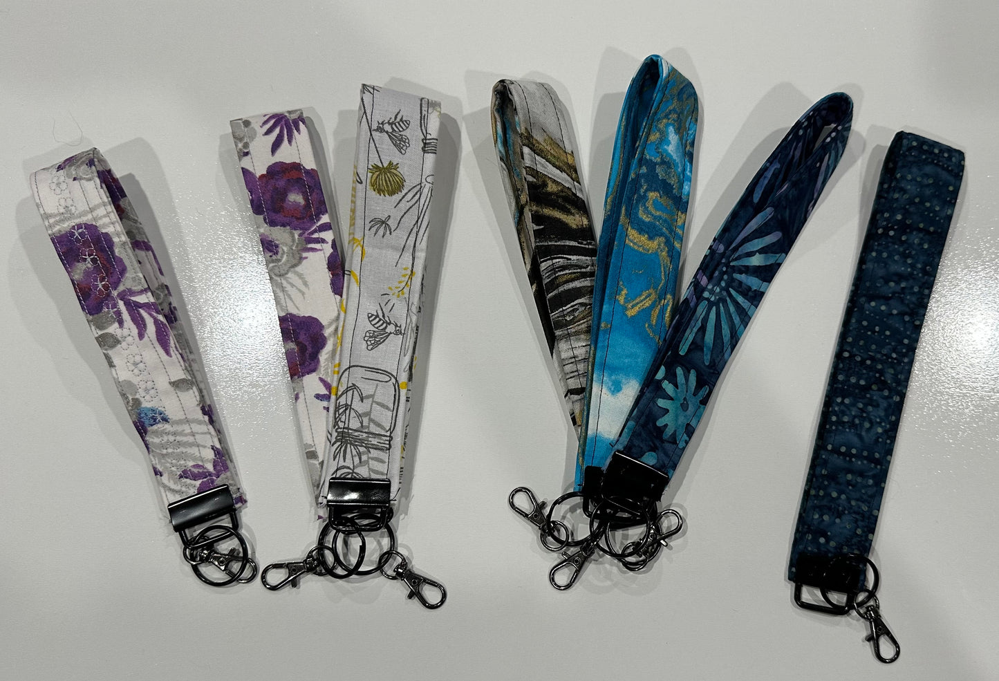 Handmade Fabric Wristlet Keychains – 8” Length | Optional Embroidery Personalization