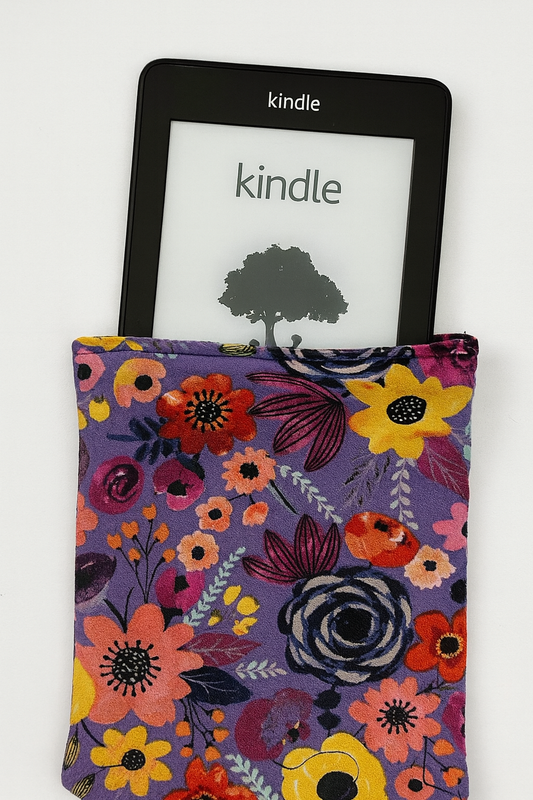 Mini Quilted Fabric Sleeve – 5”x7” Padded Pouch – Handmade Floral Case with 7” Opening