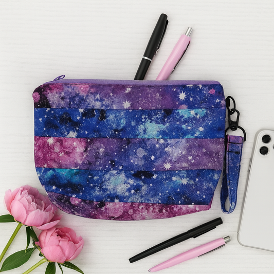 Cosmic Galaxy Zipper Pouch – 9”x6” Wristlet Bag