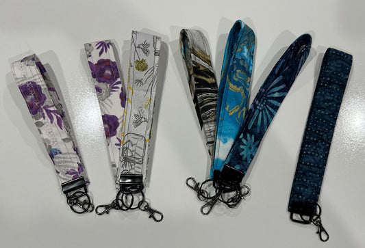 Handmade Fabric Wristlet Keychains – 8” Length | Optional Embroidery Personalization