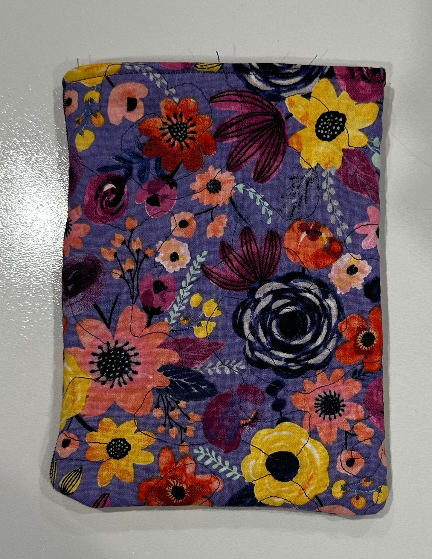 Mini Quilted Fabric Sleeve – 5”x7” Padded Pouch – Handmade Floral Case with 7” Opening